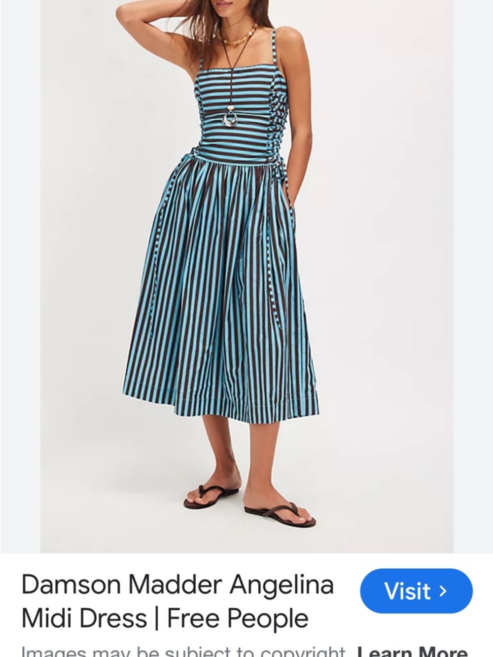 Free People Angelina Striped Midi Dress in Blue and Black